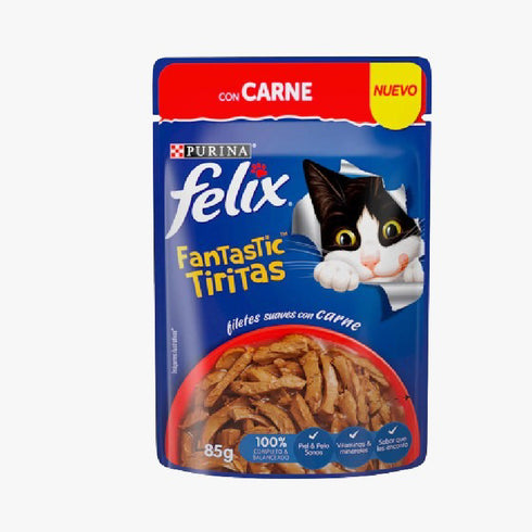 ALIMENTO GATOS FELIX 85G TIRITAS DE CARN